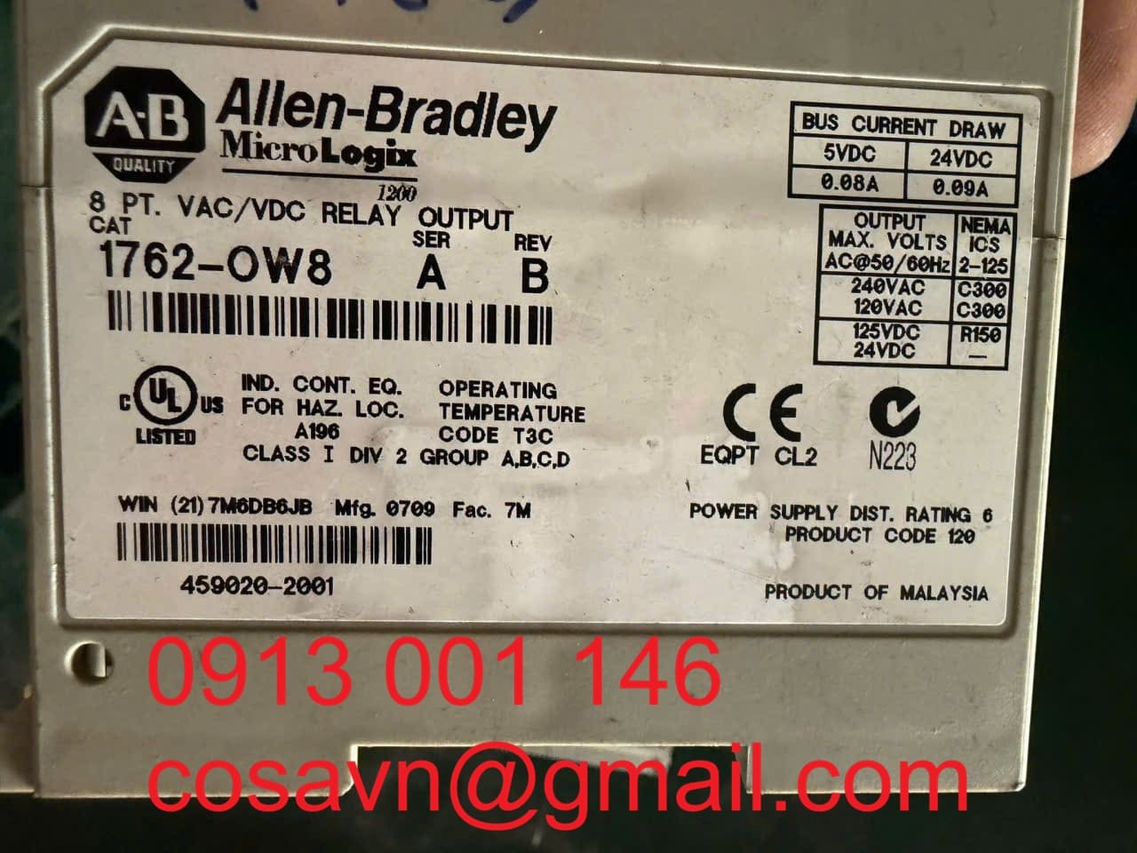 Mô-đun đầu ra rơle Allen-Bradley 1762-OW8 1762-OW8